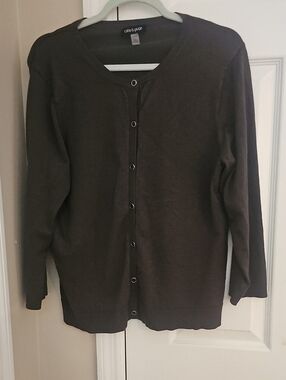 Cable & Gauge Men's Dark Brown Button-Front Cardigan